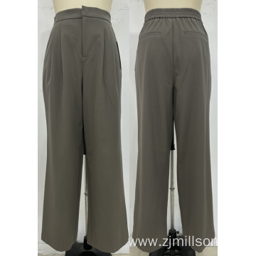 Elastic Waist Straight Leg Women's Suit Pants